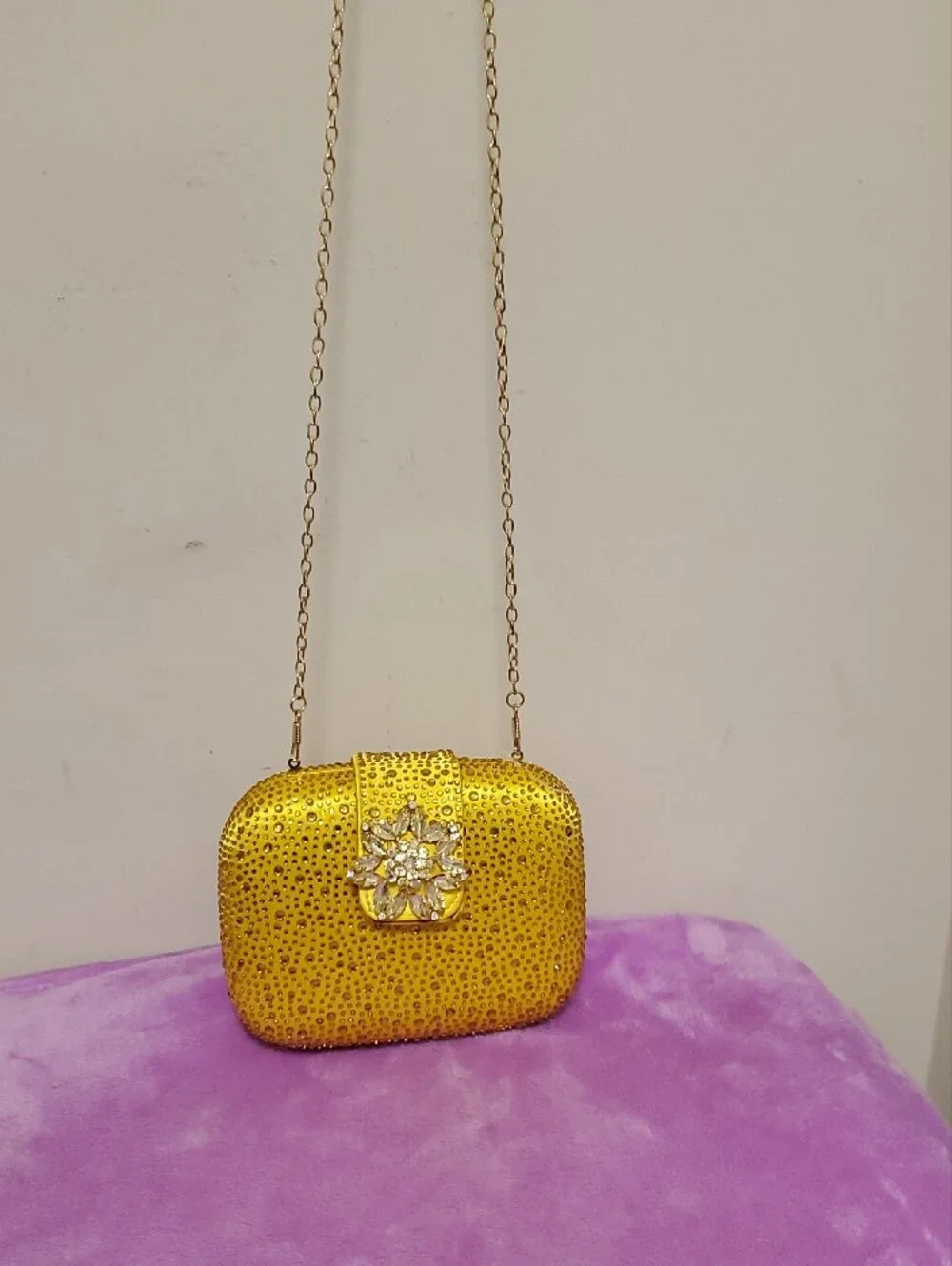 PrettyLittleThing Gold Crystal-Embellished Evening Clutch